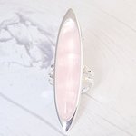 Rose Quartz Cuff Ring: Adjustable Boho Statement Jewelry - Image 4