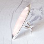 Rose Quartz Cuff Ring: Adjustable Boho Statement Jewelry - Image 3