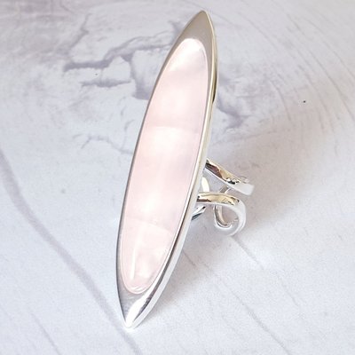 Rose Quartz Cuff Ring: Adjustable Boho Statement Jewelry