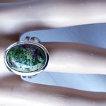 Ruby Zoisite Adjustable Ring, Oval Cabochon Statement Jewelry, Silver Plated, Healing Gemstone Gift - Image 4