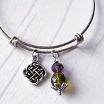 Stainless Steel Thistle Bangle Bracelet, Celtic Knot Charm, Scottish Jewelry, Adjustable - Image 3