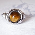 Tigers Eye Stacking Ring, Wire Wrapped, Hypoallergenic Stainless Steel, Handmade Jewellery - Image 3
