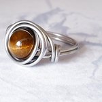 Tigers Eye Stacking Ring, Wire Wrapped, Hypoallergenic Stainless Steel, Handmade Jewellery - Image 2