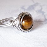 Tigers Eye Stacking Ring, Wire Wrapped, Hypoallergenic Stainless Steel, Handmade Jewellery - Image 4