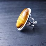 Tigers Eye Statement Ring, Adjustable, Silver Plated, Boho, Chakra Jewellery - Image 4