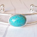 Turquoise Adjustable Cuff Bangle Bracelet, Gift For Her, December Birthstone Jewellery, Xmas Gifts