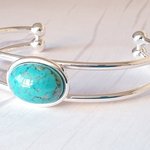 Turquoise Adjustable Cuff Bangle Bracelet, Gift For Her, December Birthstone Jewellery, Xmas Gifts - Image 2