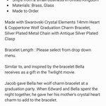 Twilight Inspired Wolf Heart Charm Bracelet, Swarovski Crystal, Bella Swan Jewelry, Vampire Fan Gift, Giftboxed - Image 2