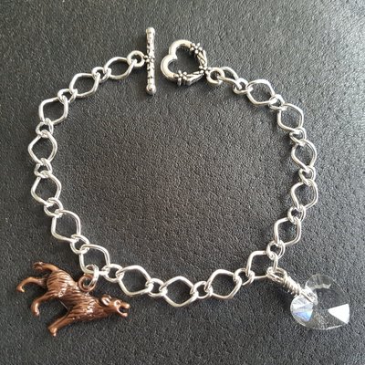Twilight Inspired Wolf Heart Charm Bracelet, Swarovski Crystal, Bella Swan Jewelry, Vampire Fan Gift, Giftboxed